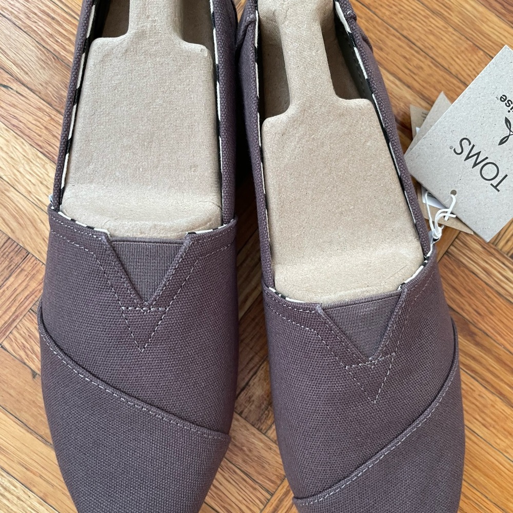 TOMS Chocolate Canvas Slip-Ons NWT